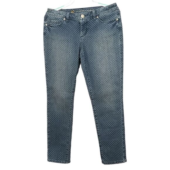 LC Lauren Conrad Denim - Lauren Conrad Ankle Jeans Womens 10 Medium Wash Denim White Polka Dots